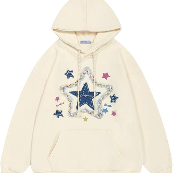 SO PRETTY! AELFRIC EDEN DENIM STAR OVERSIZED HOODIE LARGE NWT - Picture 4 of 11
